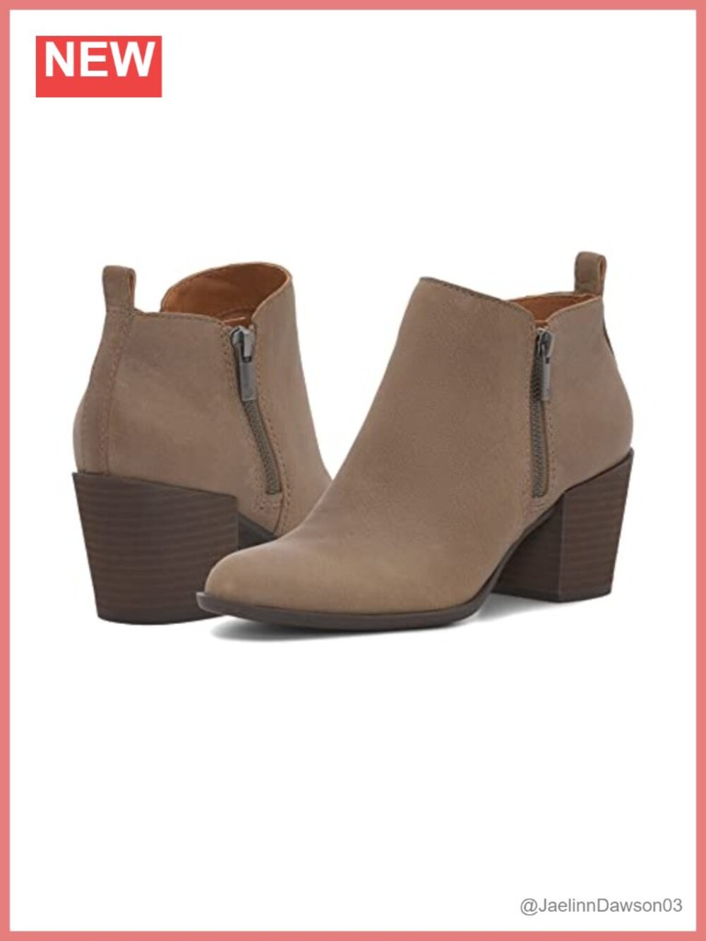 Leather Ankle Bootie Almond Toe Stacked Heel Zip Closure